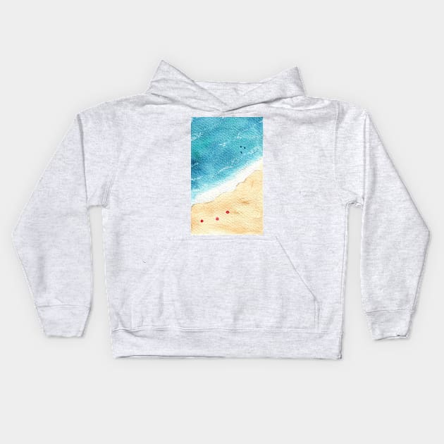 watercolor tropical beach see painting Kids Hoodie by Oranjade0122